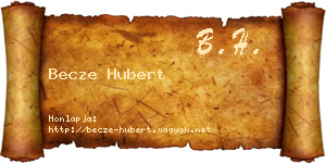 Becze Hubert névjegykártya